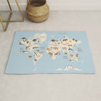 Illustrated Animal World Map Rug Gallery Image 1