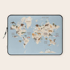 Illustrated Animal World Map Laptop Sleeve Gallery Image 1