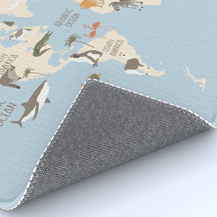 Illustrated Animal World Map Rug Gallery Image 4