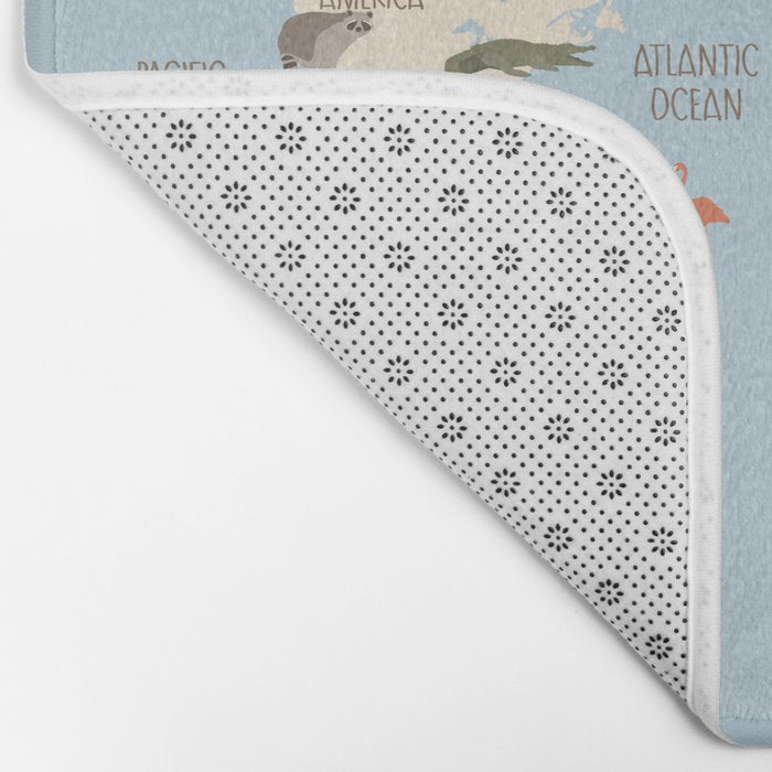 Illustrated Animal World Map Bath Mat Gallery Image 2