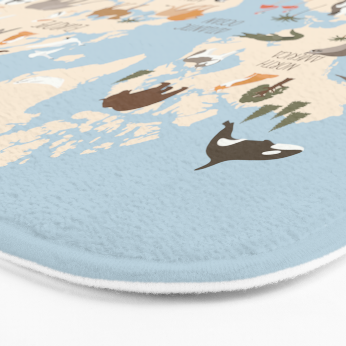 Illustrated Animal World Map Bath Mat Gallery Image 3