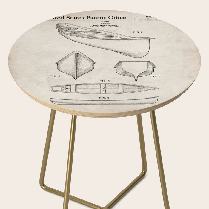 Canoe Patent - Kayak Art - Antique Side Table Gallery Image 2