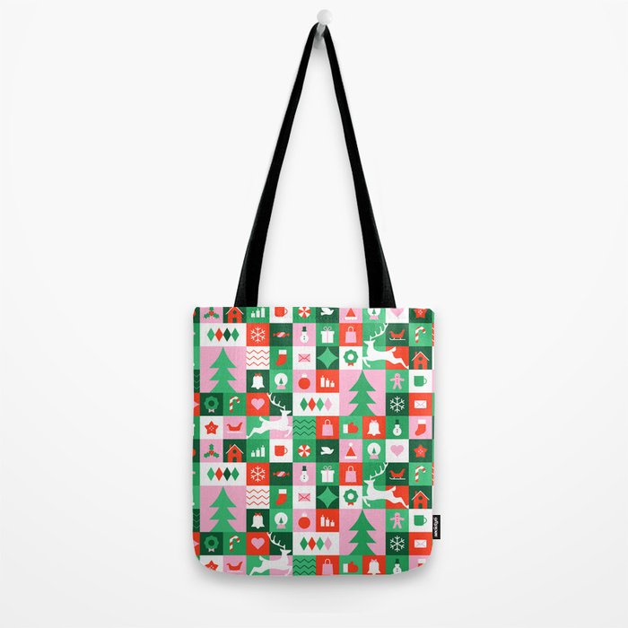 Modern christmas geometric mosaic art pattern Tote Bag Gallery Image 2
