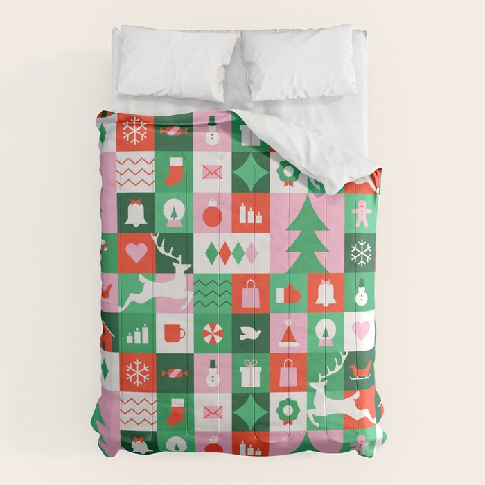 Modern christmas geometric mosaic art pattern Comforter Gallery Image 1