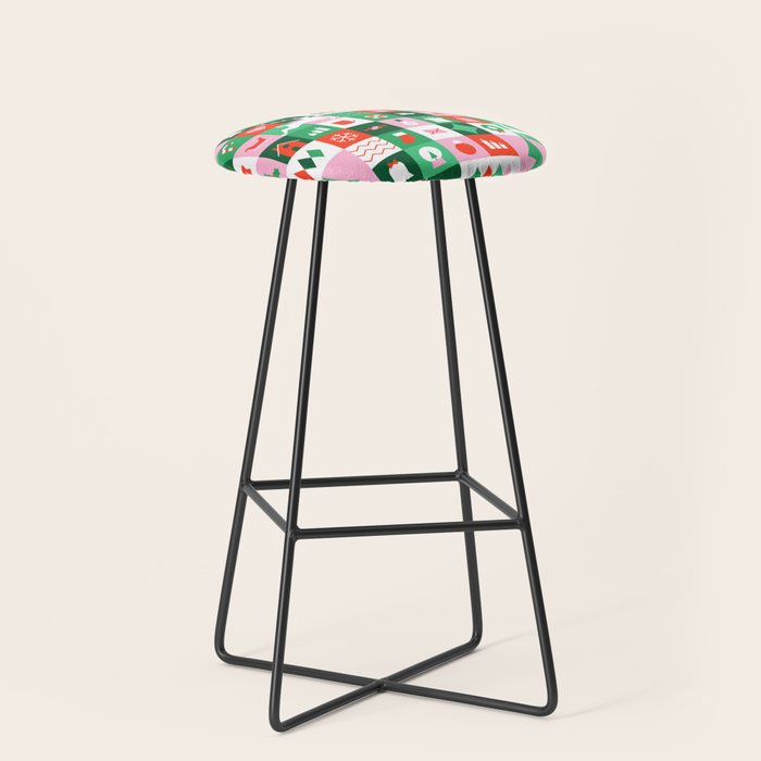 Modern christmas geometric mosaic art pattern Stool Gallery Image 1