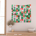 Modern christmas geometric mosaic art pattern Wall Tapestry Gallery Image 2