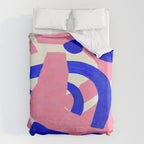 Blue Pink Fun Colorful Mid Century Modern Abstract Painting Shapes Pattern Duvet Cover Gallery Image 6