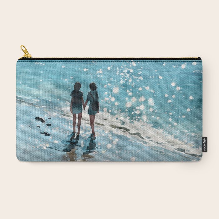 Friends on the Beach Sparkling Watercolor Carry All Pouch Gallery Image 2