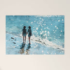 Friends on the Beach Sparkling Watercolor Welcome Mat Gallery Image 1