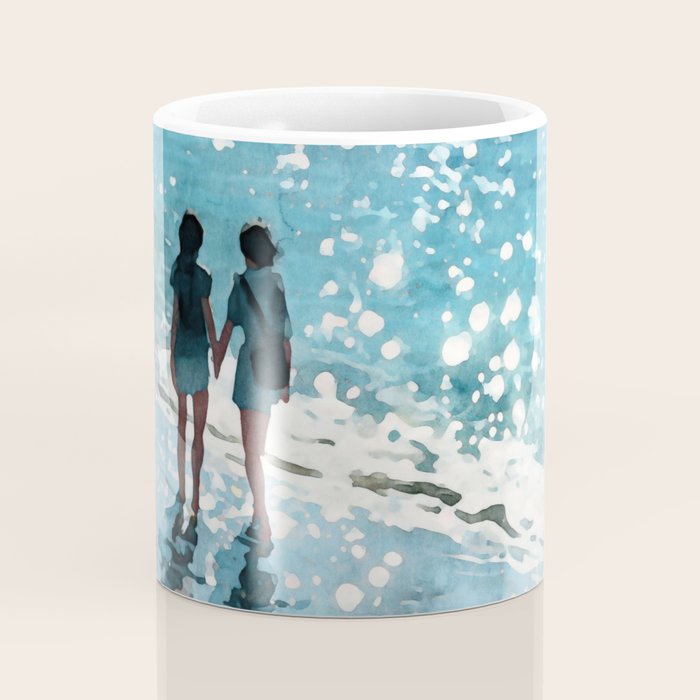 Friends on the Beach Sparkling Watercolor Coffee Mug Gallery Image 4