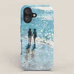 Friends on the Beach Sparkling Watercolor iPhone Case Gallery Image 1