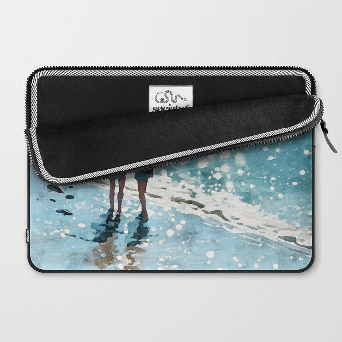 Friends on the Beach Sparkling Watercolor Laptop Sleeve Gallery Image 2