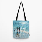Friends on the Beach Sparkling Watercolor Tote Bag Gallery Image 2