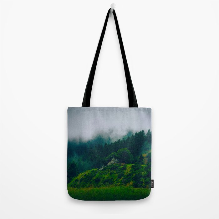 Moist Rainy Forest Pine Trees  Green Hills Tote Bag Gallery Image 2