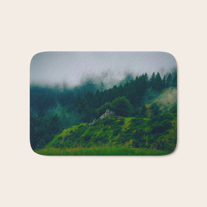 Moist Rainy Forest Pine Trees  Green Hills Bath Mat Gallery Image 1
