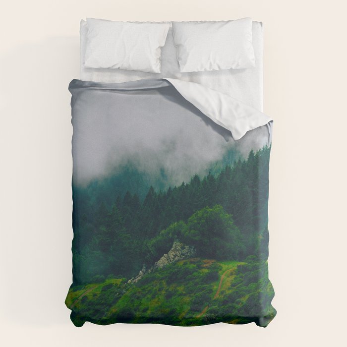 Moist Rainy Forest Pine Trees  Green Hills Duvet Cover Gallery Image 6