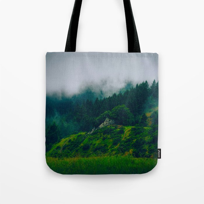 Moist Rainy Forest Pine Trees  Green Hills Tote Bag Gallery Image 1