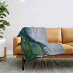Moist Rainy Forest Pine Trees  Green Hills Throw Blanket Gallery Image 1