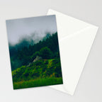 Moist Rainy Forest Pine Trees  Green Hills Stationery Card Gallery Image 2