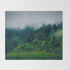 Moist Rainy Forest Pine Trees  Green Hills Throw Blanket Gallery Image 2