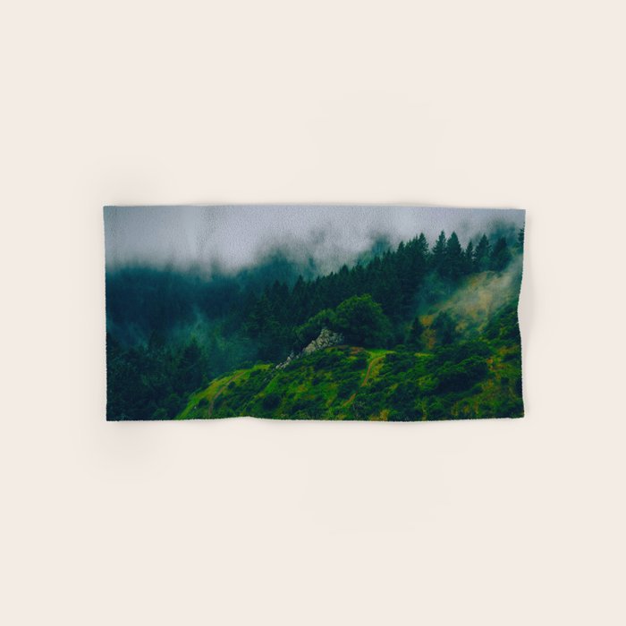 Moist Rainy Forest Pine Trees  Green Hills Bath Towel Gallery Image 1