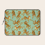 Mint Green Roaring Tiger Pattern Laptop Sleeve Gallery Image 1