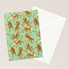 Mint Green Roaring Tiger Pattern Stationery Card Gallery Image 2