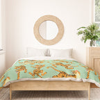 Mint Green Roaring Tiger Pattern Duvet Cover Gallery Image 3