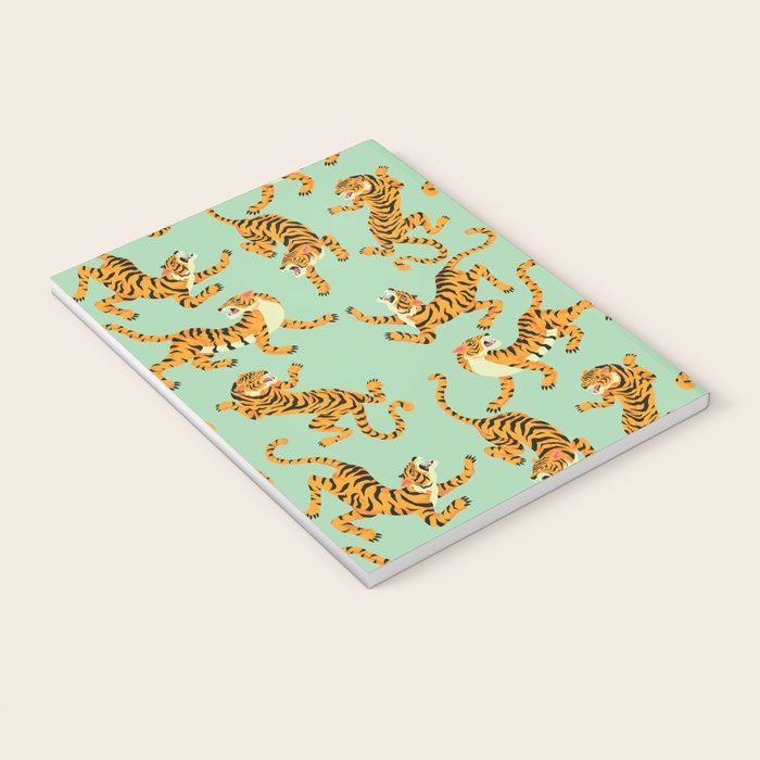 Mint Green Roaring Tiger Pattern Notebook Gallery Image 3