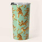 Mint Green Roaring Tiger Pattern Travel Mug Gallery Image 3