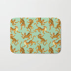Mint Green Roaring Tiger Pattern Bath Mat Gallery Image 1
