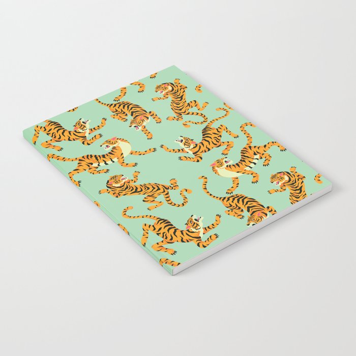 Mint Green Roaring Tiger Pattern Notebook Gallery Image 2