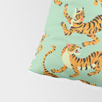 Mint Green Roaring Tiger Pattern Pillow Sham Gallery Image 4