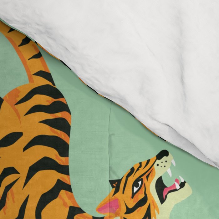 Mint Green Roaring Tiger Pattern Comforter Gallery Image 4