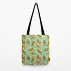 Mint Green Roaring Tiger Pattern Tote Bag Gallery Image 2