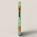 Mint Green Roaring Tiger Pattern iPhone Case Gallery Image 2