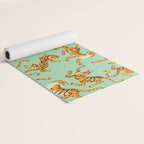 Mint Green Roaring Tiger Pattern Yoga Mat Gallery Image 2