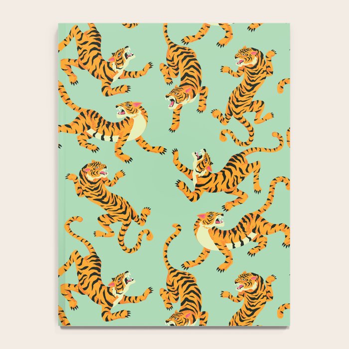 Mint Green Roaring Tiger Pattern Notebook Gallery Image 4