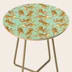 Mint Green Roaring Tiger Pattern Side Table Gallery Image 2