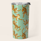 Mint Green Roaring Tiger Pattern Travel Mug Gallery Image 2