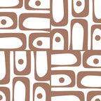 Mid Century Modern Piquet Abstract Multi Geometric Pattern in Mocha and White Coffee Mug Gallery Image 2