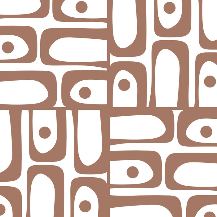 Mid Century Modern Piquet Abstract Multi Geometric Pattern in Mocha and White Coffee Mug Gallery Image 2