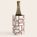Mid Century Modern Piquet Abstract Multi Geometric Pattern in Mocha and White Wine Chiller Gallery Image 3