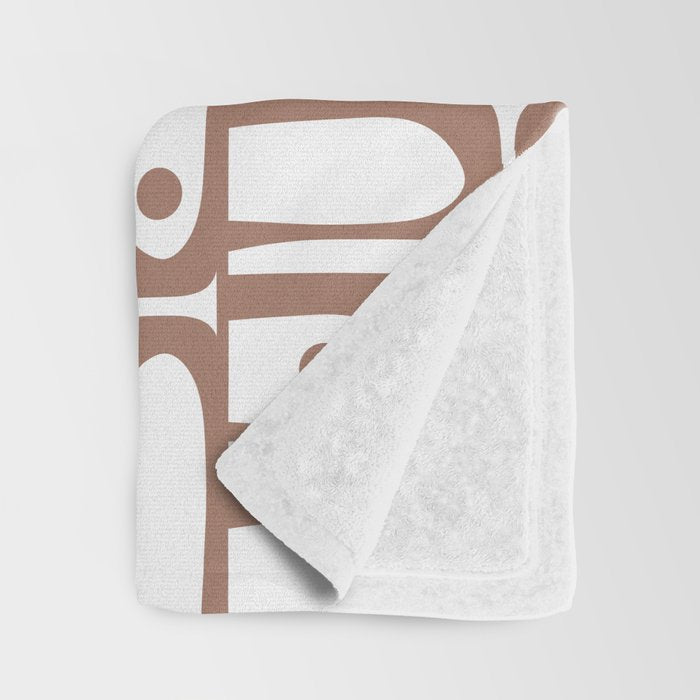 Mid Century Modern Piquet Abstract Multi Geometric Pattern in Mocha and White Throw Blanket Gallery Image 3