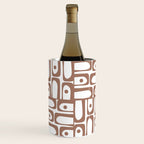 Mid Century Modern Piquet Abstract Multi Geometric Pattern in Mocha and White Wine Chiller Gallery Image 2