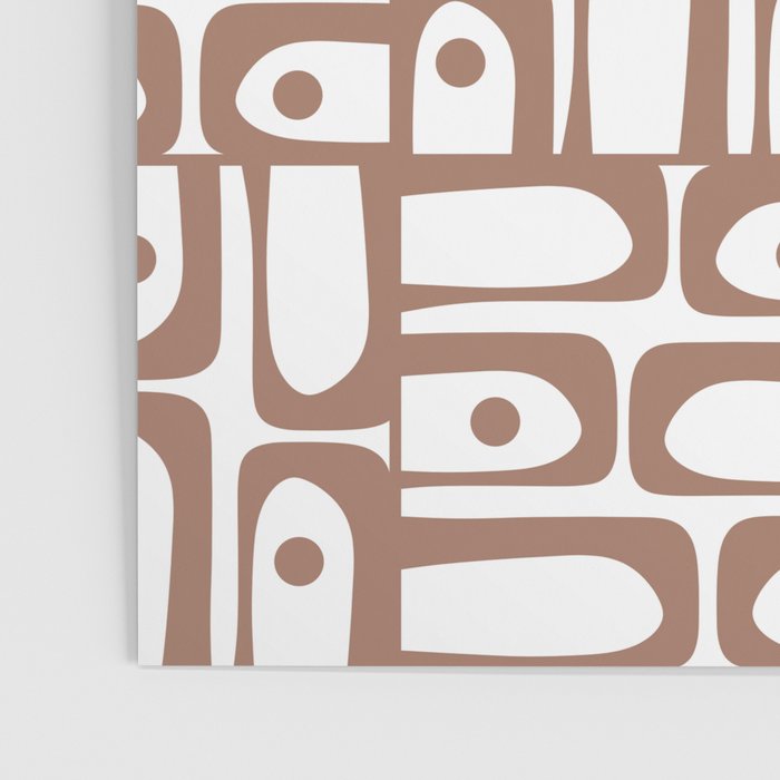 Mid Century Modern Piquet Abstract Multi Geometric Pattern in Mocha and White Poster Gallery Image 3