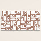 Mid Century Modern Piquet Abstract Multi Geometric Pattern in Mocha and White Desk Mat Gallery Image 3