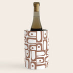 Mid Century Modern Piquet Abstract Multi Geometric Pattern in Mocha and White Wine Chiller Gallery Image 1