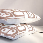 Mid Century Modern Piquet Abstract Multi Geometric Pattern in Mocha and White Pillow Sham Gallery Image 3