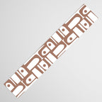 Mid Century Modern Piquet Abstract Multi Geometric Pattern in Mocha and White Table Runner Gallery Image 3